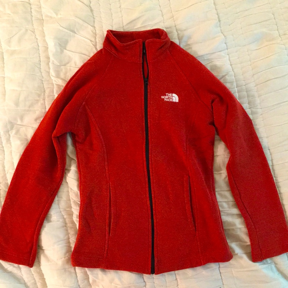 The North Face full zip orange fitted sweater